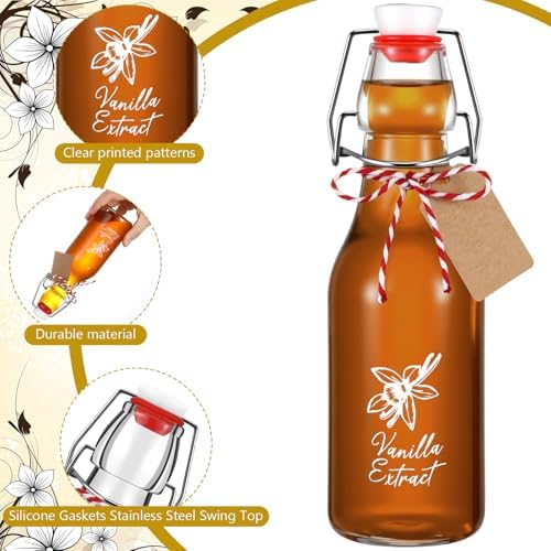 Reallnaive 12 Pack 8oz Vanilla Extract Bottles Swing Top Glass Bottles - Image 3