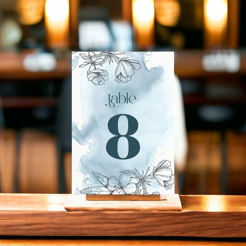 ANANYA FASHION & CRAFTS HUB Blue Watercolor Flower Wedding Table Number Cardss 1-100 Double Sided With Head Table For Reception Event Party Baby Shower Birthday 5x7 Inch - Image 2