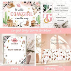 Costova Cowgirl Baby Shower Decorations - 108PCs A Little Cowgirl is On The Way Party Supplies with Backdrop, Balloon, Tablecloth, Sash and Badge for Western Wild West Rodeo Girl - Image 4