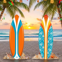 2 Pcs Summer Surfboard Prop Decoration 3.9 ft Large Surfboard Cardboard Cutout Life Size Beach Photo Booth Prop Tropical Outdoor Yard Sign for Surfing Swimming Hawaiian Luau Bar Supplies by Unknown