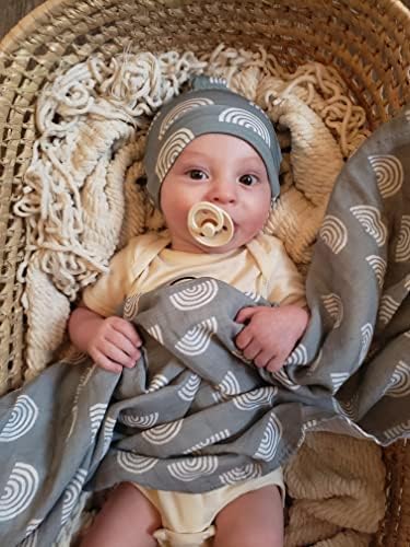 Miaoberry 100% Organic Cotton Muslin Blanket| Sage Green Rainbow Baby Swaddle Set| Newborn Boy Girl Unisex Neutral| Boho Vintage Monthly Picture Blanket - Image 3