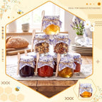 Funnymoom 16 Set 8.5 oz Glass Mason Jars with Lid Spoon Blue Floral Cloth - Image 5