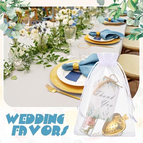 25 Sets Bridal Shower Tea Party Favors Bulk for Guests Include Heart Tea Infuser, Glass Jar, Thank You Gift Tag, Drawstring Organza Bag for Wedding Bridal Shower Souvenir Gift Party Supplies - Image 2