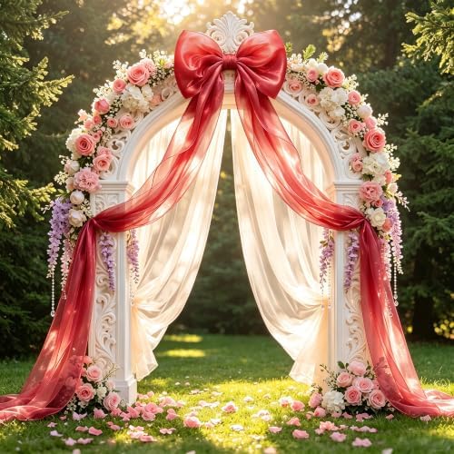 Giant Red Bow Decor, Christmas Tree Topper Bow, Oversized Hanging Bow with Long Streamers, Large Bow for Entrance Wall Backdrop Wedding Birthday Bridal Shower Home Decor Coquette Room Decor, 16 x 85in - Image 6