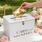 Valband Extra Large Card Box with Lock, Elegant White Wedding Card Boxes for Reception Monetary Envelope, Big Gift Cards Box Holder for Party Engagement Bridal Baby Shower Graudation Table Decor - Image 3
