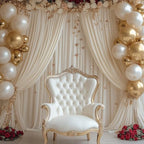 Ivory Backdrop Curtains for Wedding Parties, 30x7FT Wrinkle Free Photo Backdrop Curtains for Wedding Birthday Party Baby Shower, Fabric Drape with Rod Pockets 5ft x 7ft, 6 Panels - Image 2