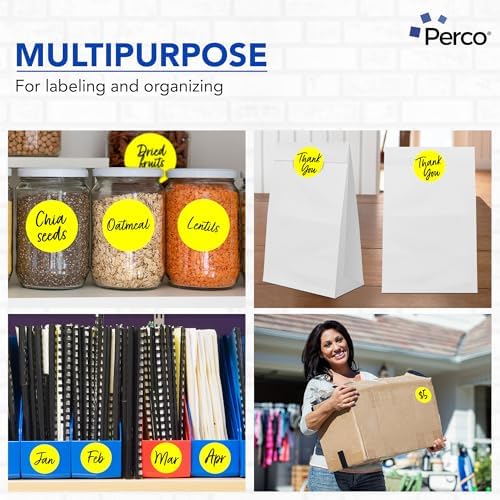 Perco Neon Yellow Perforated Round Circle Dot Sticker 3-Inch Labels — 10 Rolls, 5,000 Stickers - Price Signs, Alerts, Notes & Warning Labels, High Visibility - Made in USA - Image 3