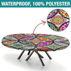 Colorful Mandala - Style Pattern Print Oval Tablecloths Leakproof & Sturdy Washable for Mother's Day Father's Day Valentine's Day Fits for 52" x 70" Oval Table - Image 2
