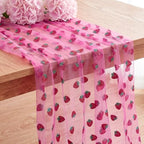 12 Pcs 29x70 Inch Strawberry Shiny Glitter Tulle Table Runner, Magenta Lace Strawberry Tablecloth for Cake Birthday Party Wedding Baby Shower Christmas Decorations by ACRNIGHEET