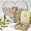 Wedding Guest Book Alternative, Rustic Heart Shaped Wooden Guest Book with 100 Wooden Hearts Tree for Wedding Party Birthday, Personalized Wedding Decor with Guest Sign-In Box & Heart Frame for Photo by Unknown