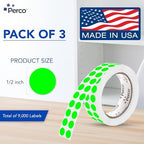 Perco Neon Green Perforated Round Circle Dot Sticker 1/2-Inch Labels — 3 Rolls, 9,000 Stickers—Events, Checklists for Approved, QC Passed & Ready Marking, Strong Adhesive—Made in USA - Image 2