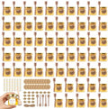 1.5 oz 60 Pack Mini Glass Honey Jars with Wood Dippers & Gold Lids by BIGIVACA