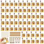 1.5 oz 60 Pack Mini Glass Honey Jars with Wood Dippers & Gold Lids by BIGIVACA