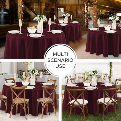 Fitable 8 Pack Burgundy Tablecloths 120 Inch Round for 48"-96" Tables - Image 6