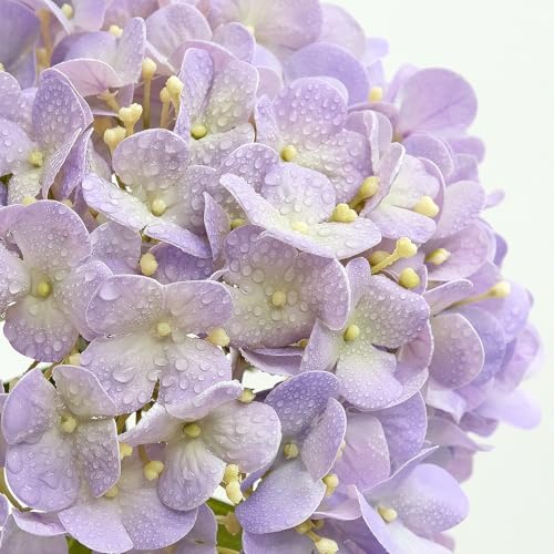 ZYTUYO 20inch 4PCS LilacLight Purple Hydrangea Artificial Flowers Lilac Real Touch Fake Hydrangeas with Long Stem for Indoor Outdoor Porch Living Room Home Decor Party Wedding Xmas Table Centerpieces - Image 2