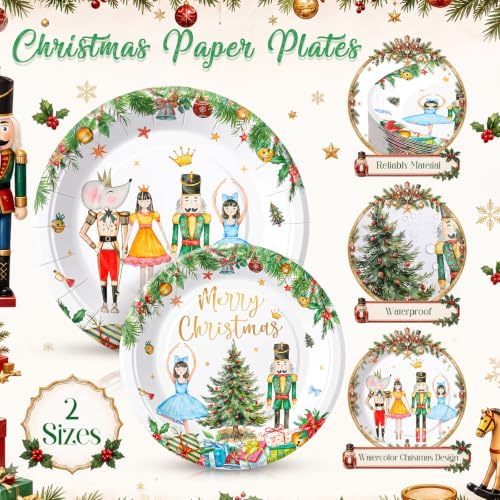 Honeydak 210 Pcs Nutcracker Plates and Napkins Christmas Party Supplies - Image 4