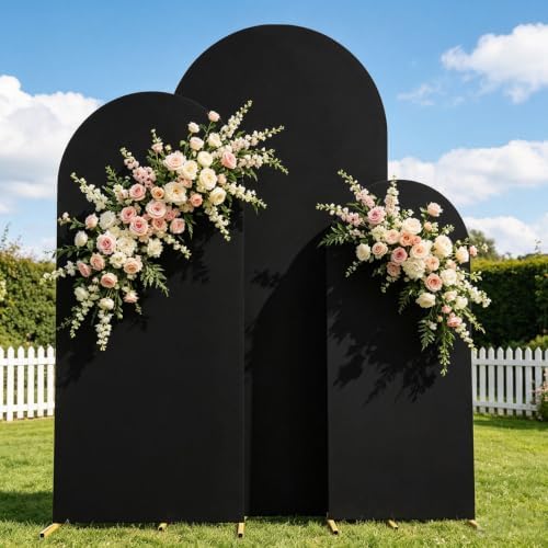 3 Metal Arch Backdrop Stands with Black Covers, 4/5/6FT - Image 2