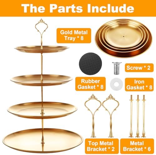 QTLCOHD 2 Pcs 4 Tier Stainless Steel Cupcake Stand - Image 6