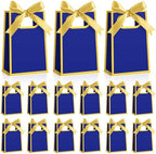 AmazingSpark 50 Pcs Royal Blue Gold Mini Gift Bags Bulk 6.3 x 3.9 x 2.8 Inch Party Favors Elegant Small Gift Bags with Handles and Ribbon Bows for Wedding Birthday Bridal Baby Shower Party Favors by Unknown