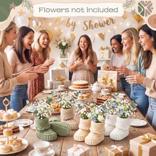 Tranqun 4 Sets Baby Booties Centerpiece No Floral DIY,Classic,Sage Green - Image 6