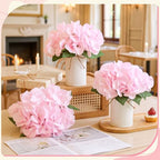 Mimorou 6 Set Floral Table Centerpiece Fake Hydrangea Decor, Pink - Image 2