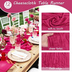 35x120 Inch Hot Pink Cheesecloth Table Runner Bachelorette Party Decor - Image 4