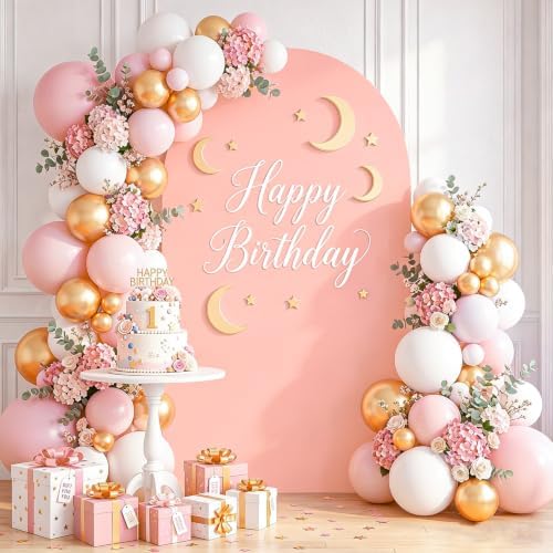 7.2FT Wedding Arch Cover Dusty Rose Spandex Fitted Arch Backdrop Cover Balloon Arch Stand Cover for Parties Round Top Chiara Backdrop Covers Arch Wall Cover for Gender Reveal Prom Decoration - Image 2