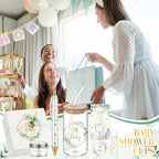 Hoolerry 6 Sets 72 Pcs Baby Shower Prizes for Game Favors Include Glass Cups Baby Shower Winners Present Box Lipstick Pen Candle Keychain Guests Wedding Gift(Greenery) - Image 6