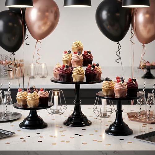 3 Pcs Metal Cake Stand Set 8/10/12 inch Black Dessert Table Display - Image 2