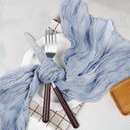 Le courant 12pcs 10Ft Cheesecloth Table Runner, Rustic Boho Gauze Cheese Cloth Runner Table Runner for Weddings Bridal Baby Shower Birthday Holiday Parties Home Decor, Dusty Blue - Image 7