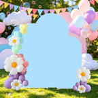 3 Metal Arch Backdrop Stands with Baby Blue Covers, 4/5/6FT - Image 2