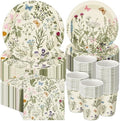 Ziliny Wildflower Party Decorations, Paper Plates Napkins Cups Serve 50 by Ziliny