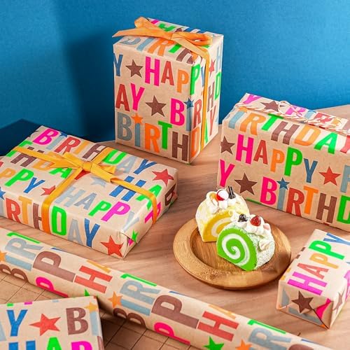 WRAPAHOLIC Jumbo Birthday Wrapping Paper Roll - 30 Inch x 100 Feet Jumbo Roll Colorful Happy Birthday Wrapping Paper for Girls Boys Kids, Baby Shower, Party - Image 7