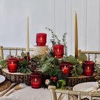 Kate Aspen 12PCS Vintage Ribbed Red Glass Tealight & Votive Candle Holders, Fall Decor, Boho Decor, Shelf Decoration for Wedding, Bachelorette, Bridal Shower & Anniversary - Image 4