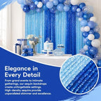 ShinyBeauty Baby Blue & Blue Sequin Backdrop 4 Panels Photo Curtains 2x8FT - Image 6