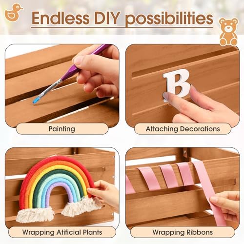 Suzile Baby Shower Crate Wooden Closet Baby Basket Gift,Claybank - Image 5