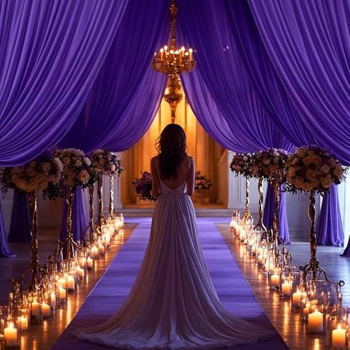 16x10FT Dark Purple Backdrop Curtains for Wedding Parties, Wrinkle Free Polyester Photography Backdrop Drapes for Baby Shower Birthday Parties Stage Background Stand Decorations 4x10ft,4 Panels - Image 6