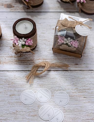 Ju's Favors Wooden Candle Holders Set of 10 for Baptism Gift for Guests, Christening Gifts, Party Favors. (Dark brown - pink) - Image 5