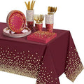 Tegeme 256 Pcs Maroon and Gold Dot Party Supplies Serve 36 Guest Burgundy Red Paper Plates Napkin Tablecloth Disposable Dinnerware Plastic Fork Knives Cup for Birthday Baby Shower Wedding Decoration by Tegeme