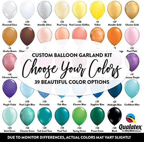 Andaz Press DIY Custom Balloon Garland Arch Kit, 16 Feet, 104 Qualatex Latex Balloons, Design Your Own Choose 4 Colors from 39 Color Options For Wedding, Birthday Centerpiece, Baby Shower Backdrop by AndazPress