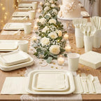 Vyntra 350 Pcs Ivory Square Paper Plates and Napkins Set, Serves 50 - Image 6