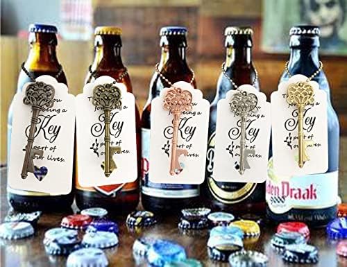 100 PCS Wedding Favors Key Bottle Openers,Bridal Shower Party Favors,Vintage Skeleton Key, Rustic Wedding Favors Decoration (5 colors mix and match) - Image 4