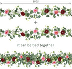 TOCHGREEN 2 Pack Artificial Eucalyptus Flower Garland with Red Pink Roses - Image 5
