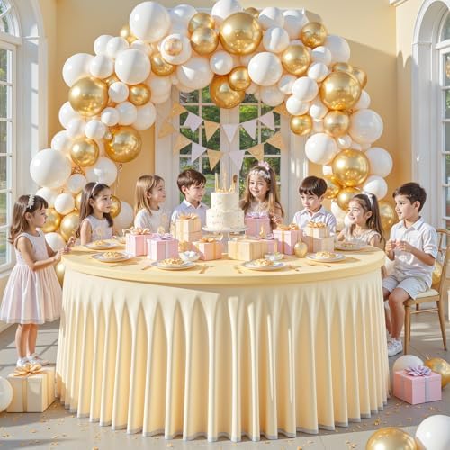 Champagne Tulle Tablecloths 60 Inch Spandex Table Cloths for Round Tables - Image 4