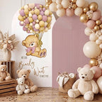 Tegeme 2 Pcs We Can Bearly Wait Backdrop Arch Covers Pink Teddy Bear Arch Covers Baby Shower Decorations 7.2 × 3.9 ft & 6.6 × 3.3 ft Stretchy Arched Wall Background for Baby Shower Party Decor Props - Image 3