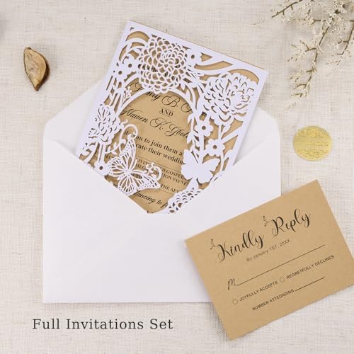 50pcs Rustic Wedding Invitations Accessories Blank Kraft Invitation Cards - Image 5