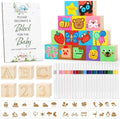 85 PCS Baby Shower Blocks Game Kit Templates to Paint, DIY Baby Shower Games & Gender Reveal Activity Set, 52 Wooden Blocks to Decorate, Includes 24 Acrylic Markers, Game Sign & 8 Templates to Paint by Keamaidy