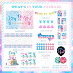 170 PCs Baby Boxes Gender Reveal Decorations, Hombae Boy or Girl Gender Reveal Decorations What Will Baby Be Backdrop Balloon Garland Banner Tablecloth Cake Cupcake Topper Cutout Poster Sash Pink Blue - Image 2