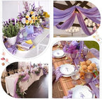 Sioloc 5 Pack Lilac Purple Lavender Cheesecloth Table Runner 120'' x 35'',Spring Easter Decor Soft Gauze Boho Wedding Table Decor for 10ft Table Birthday Party,Baby Shower, Bridal Shower - Image 4