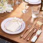 Goodluck 50 Pack Pre Rolled Rose Gold Plastic Silverware - Image 2